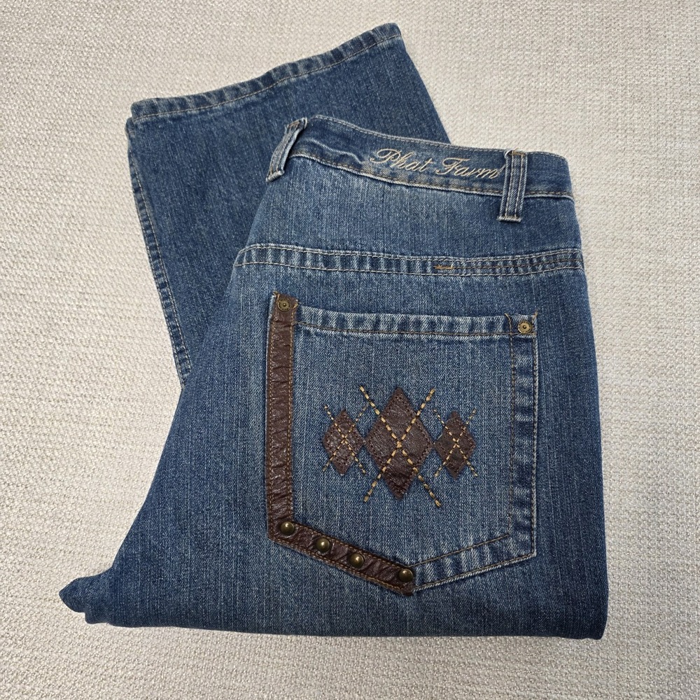 VINTAGE PHAT FARM BLUE DENIM MEN'S JEANS SIZE 36 W x‎ 32L  SEE PHOTOS